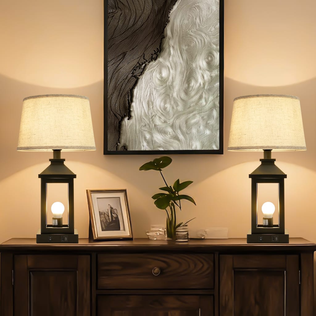 20.5in Table Lamp for Living Room, 3-Way Dimmable Touch Control Modern Nightstand Lamp with 2 Light (Bulbs Included)