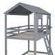 preview thumbnail 11 of 11, Twin Over Twin Bunk Bed Wood Bed With Roof,Window,Guardrail And Ladder,Solid Construction for Kids
