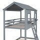 preview thumbnail 11 of 24, Twin Over Twin Bunk Bed with Roof, Windows, Ladder, and Guardrails, Solid Wood Playhouse Design, Space-Saving for Kids, Grey