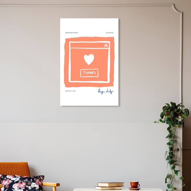 Wynwood Studio Canvas Typography and Quotes Ok Thk Love Orange and Pastel Orange Modern & Contemporary Wall Art Canvas Print - 20 x 30