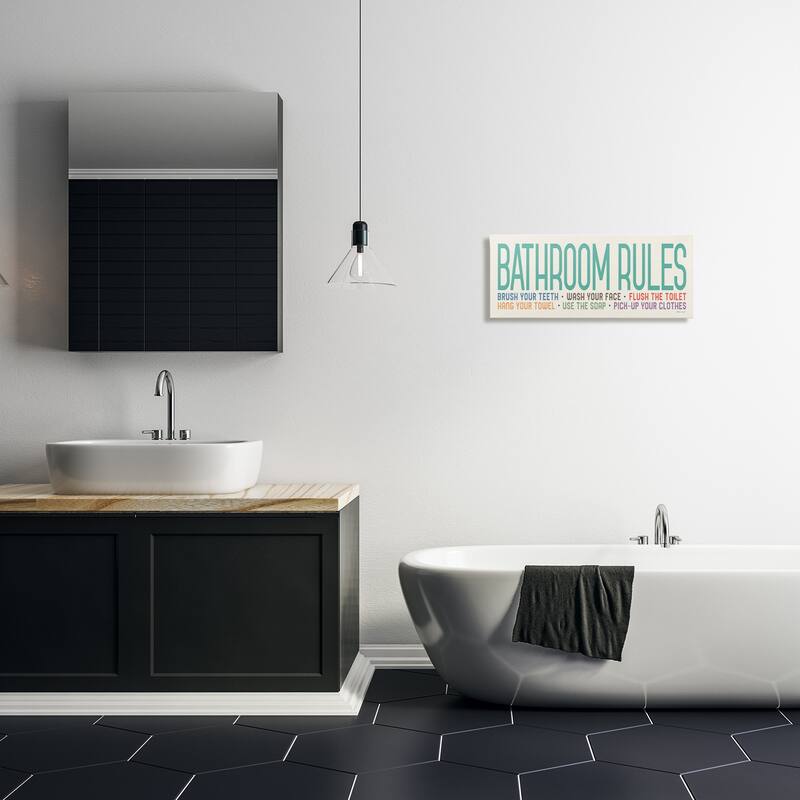 Stupell 'Bathroom Rules' Canvas Wall Art