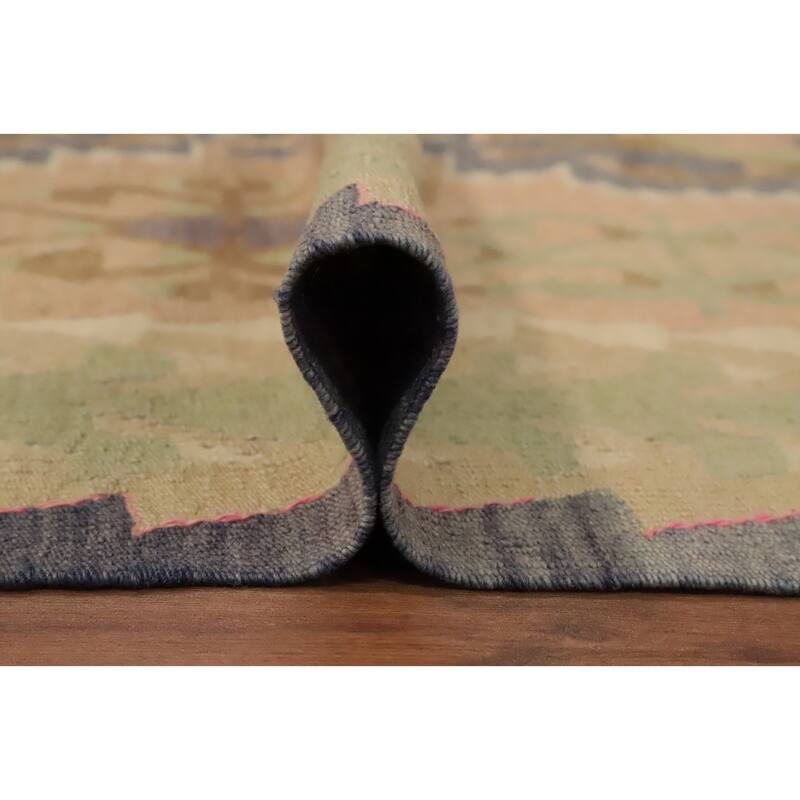 Hand Woven Oriental 100% Wool Carpet Southwestern Tribal Oranges & Rust Kilim Area Rug - 11' 5'' X 5' 4''