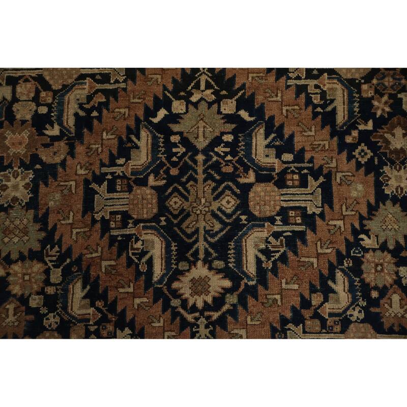 Hand Knotted Oriental 100% Wool Carpet Traditional Tribal Navy Blue & Blues Bakhtiari Area Rug - 10' 4'' X 5' 5''