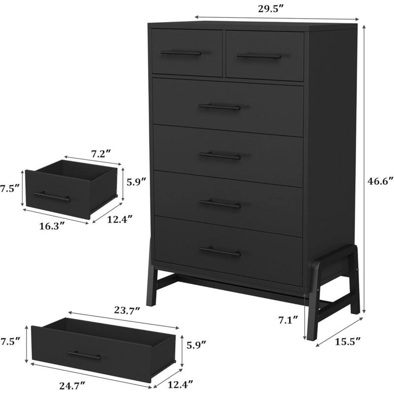 6 Drawer Freestanding Dresser Storage Chest for Living Room, Bedroom