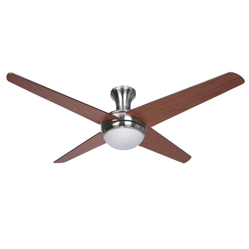 Taysom 52-Inch wide 4-Blade Indoor Ceiling Fan in Semi-Polished Nickel Finish with 2-Light Lighting Kit and Remote Control