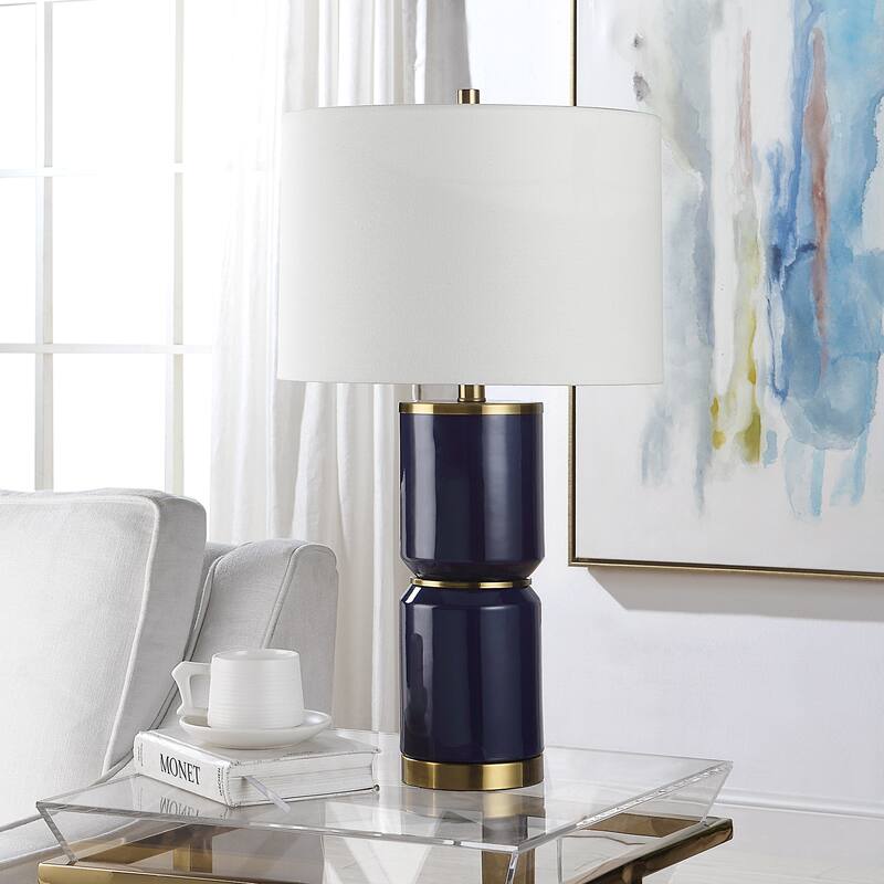 Royal Blue Ceramic Table Lamp - 15"D x 15"W x 26.25"H