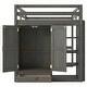 preview thumbnail 6 of 13, Gray Full Size Solid Wood Loft Bed with Built-in Wardrobe, Desk, Storage Shelves and Drawers