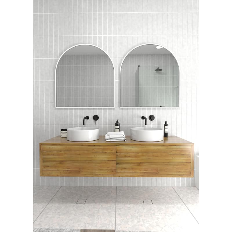 Glass Warehouse Arched Stainless Steel Framed Wall Mirror