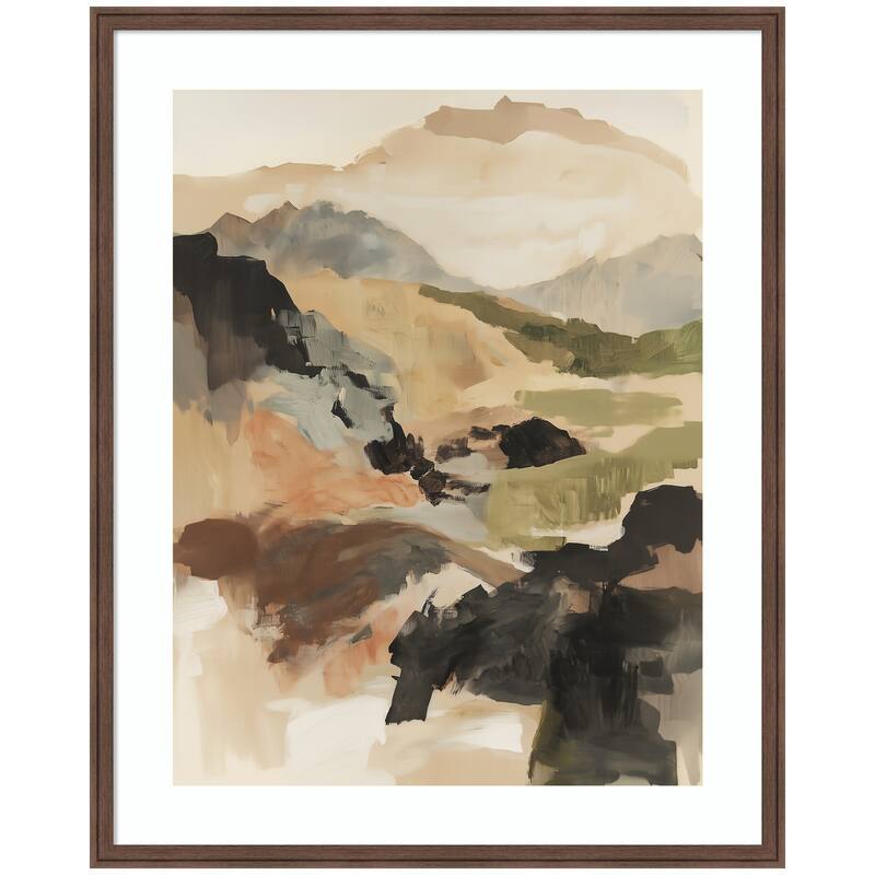 Kate and Laurel Framed Art Tonal Mountains II by Amy Lighthall - 34x42 - Brown