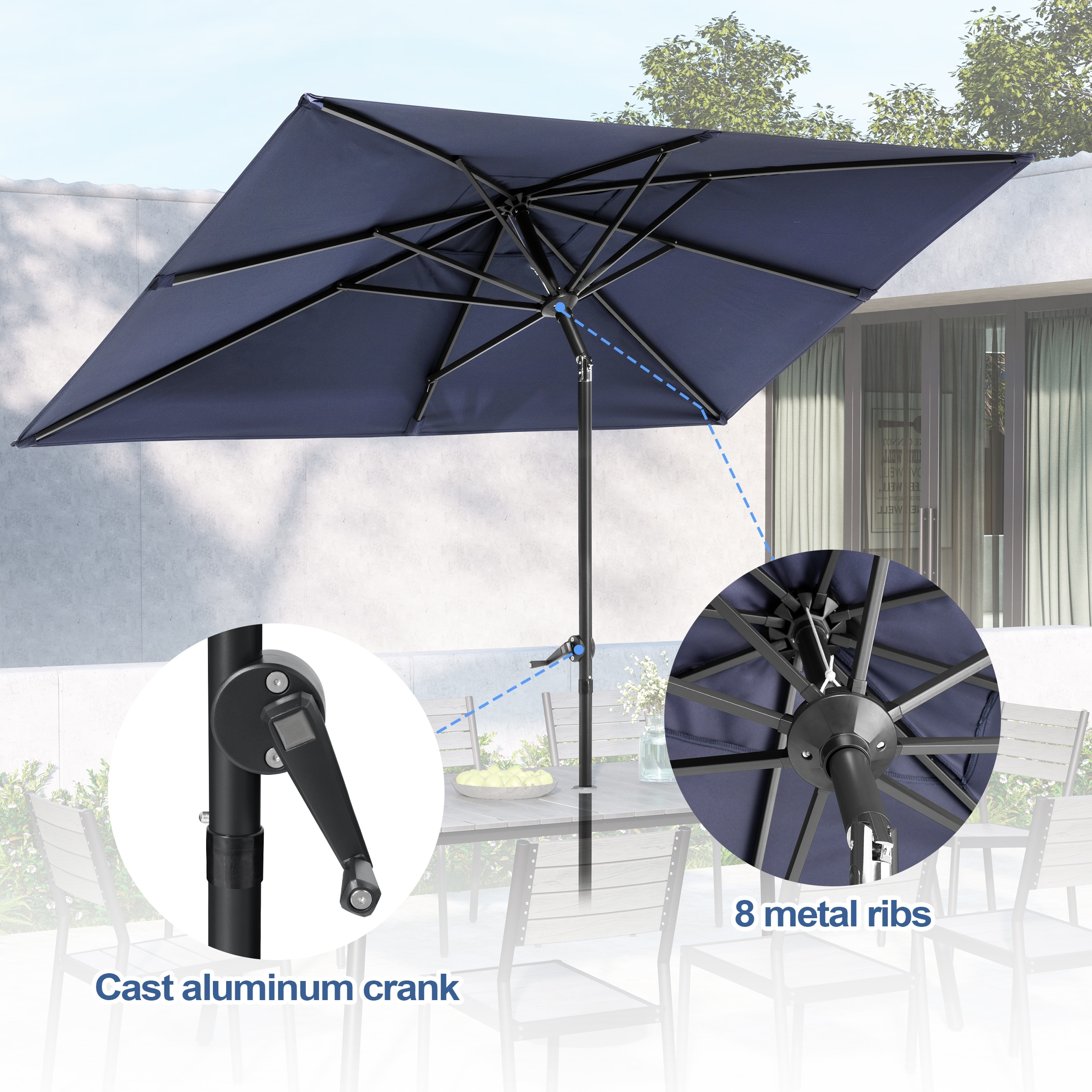 4.5 foot patio umbrella Market with Tilt it can be used as an outdoor rectangular table 6.5 Square Patio Umbrella with