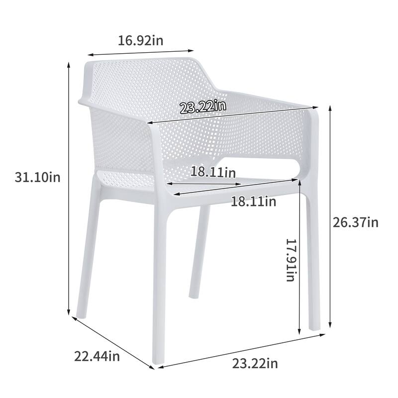 3-Piece Outdoor Bistro Set, 2 Stackable Chairs & 1 Table, Durable Resin Material for Balcony, Patio, Garden