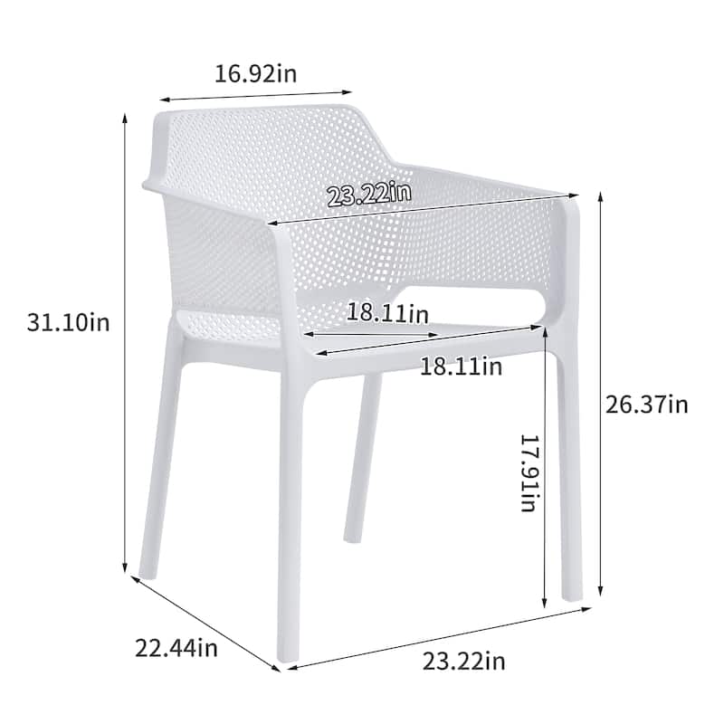 Patio Indoor 3 Piece Plastic Arm Chair Bistro GRS Premium Ocean Plastic