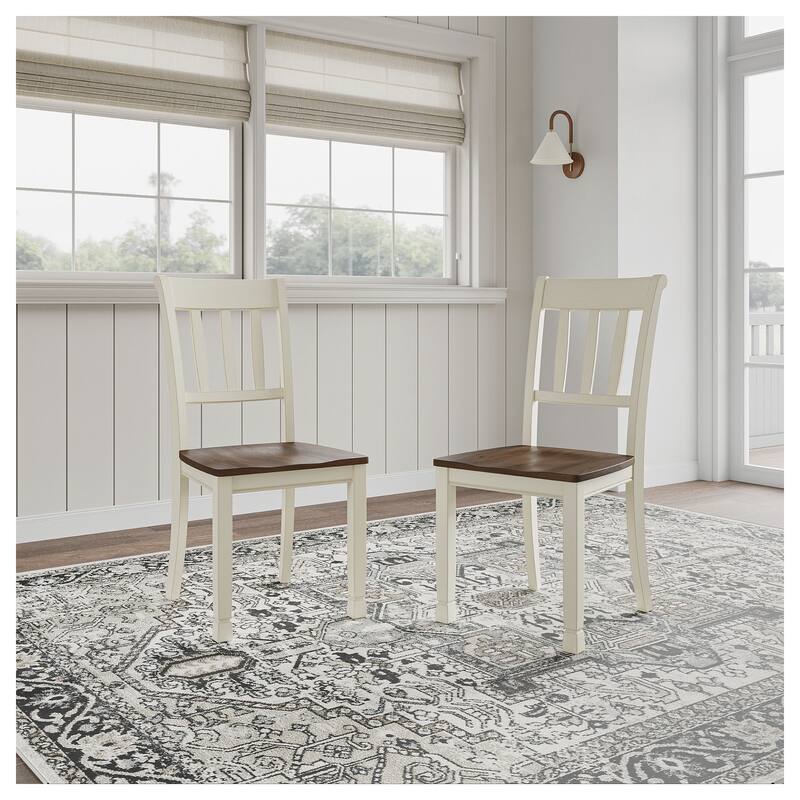 Signature Design by Ashley Whitesburg Brown and White Dining Chairs (Set of 2) - Set of 2 - Cottage White - Dining Height