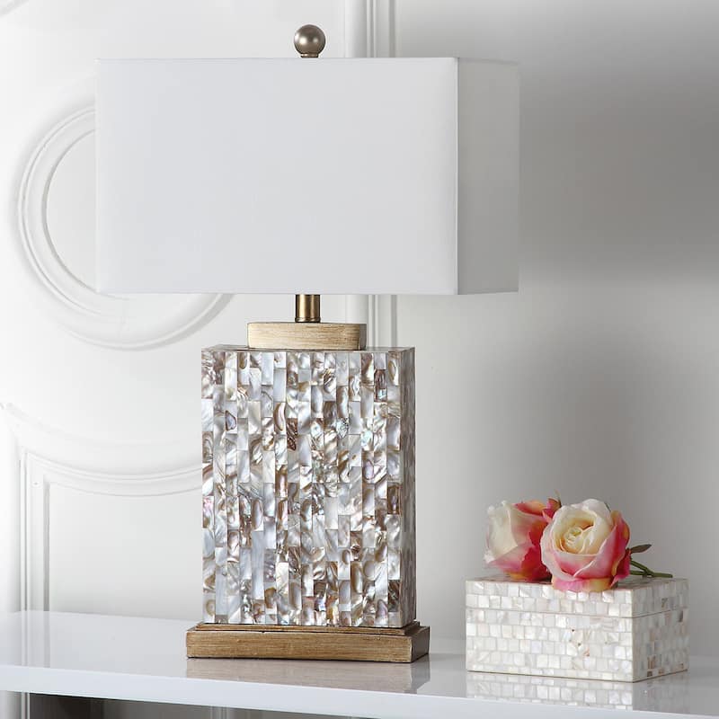 SAFAVIEH Lighting 25-inch Tory Sea Shell Table Lamp (Set of 2) - 15"x8"x24.5"