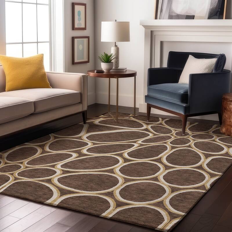 Premium Washable Super Soft Contemporary Bubble Mayfield Rug - Brown - 9' x 12'