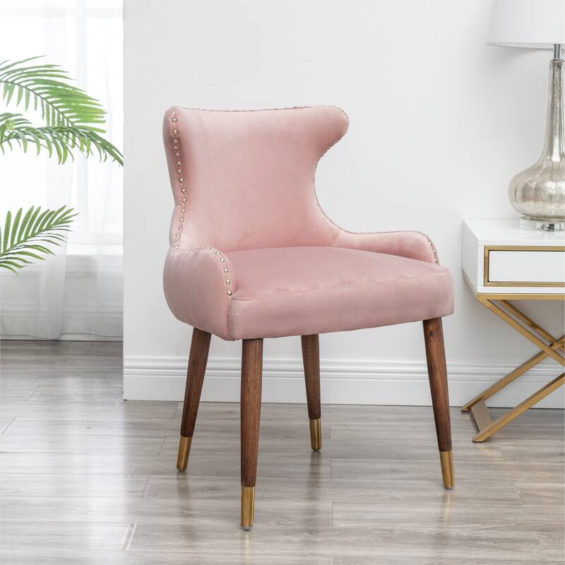 Roundhill Furniture Lindale Mid-century Modern Velvet Accent Chair - Pink