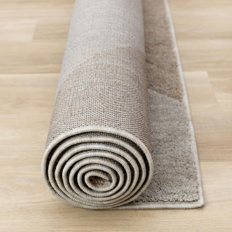 Cream Grey Beige Geometric Area Rug, 5'3" x 7'7"