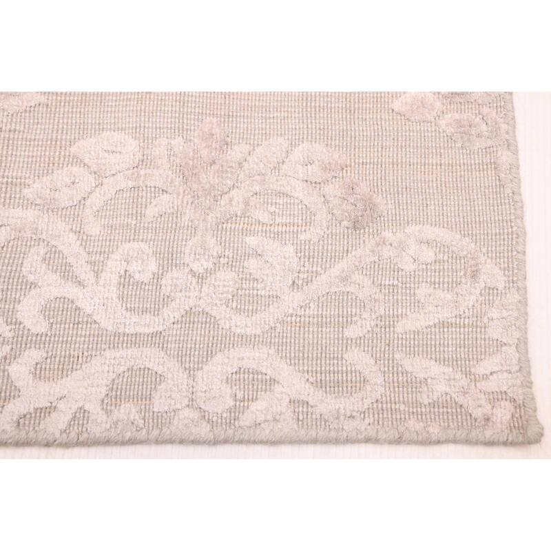 ECARPETGALLERY Hand Loomed Elysian Light Grey Viscose, Wool Rug - 8'0 x 10'1