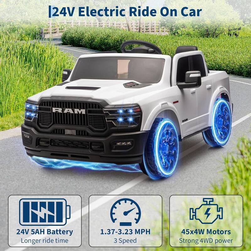 2 Seater Electric Car for Kids, 24v Ride on Truck Toy for Kids Best Gift