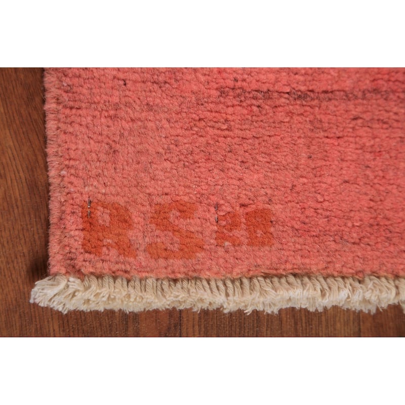 Pink Gabbeh Modern Rug Hand-Knotted Wool Carpet - 4'2" x 5'10"