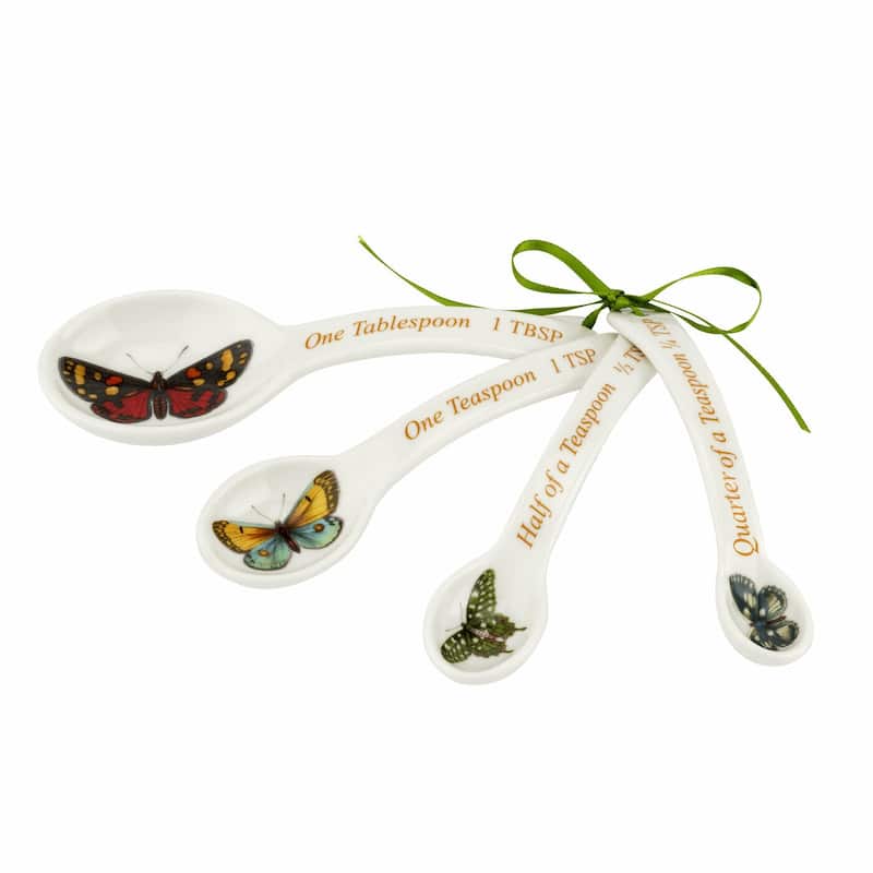 Portmeirion Botanic Garden Harmony Set of 4 Measuring Spoons - 1 Tbsp, 1 Tsp, ½ Tsp, and ¼ Tsp