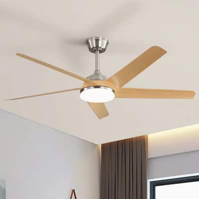 52" Modern Dimmable LED Nickel Ceiling Fan with Light Kit and Remote Included