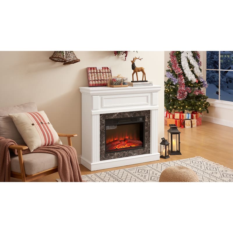 GDFStudio - Hearthstone Traditional Storage Electric Fireplace with Mantel and Realistic LED Flame