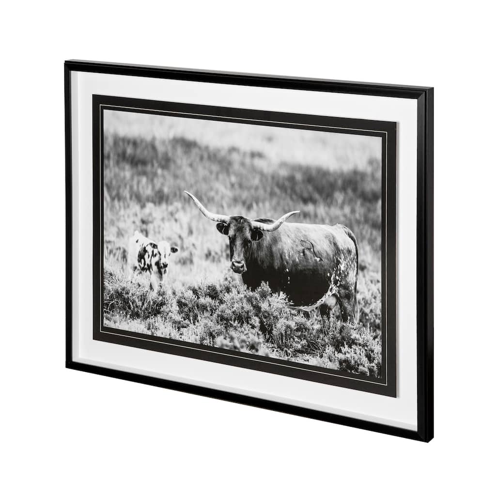 B&W Longhorn II Framed Art Print