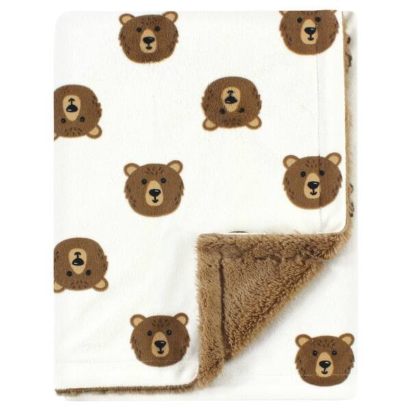 slide 1 of 1, Hudson Baby Plush Blanket with Furry Binding and Back, Brown Bear, One Size - Brown Bear - One Size One Size - Brown Bear