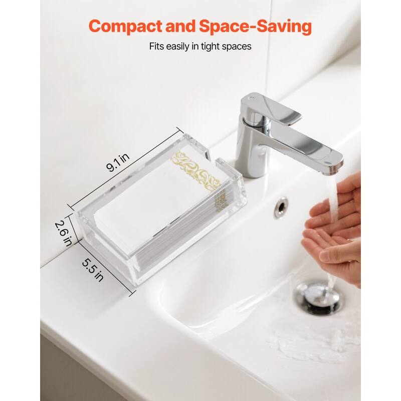 Clear Acrylic Napkin Holder with Durable U-Shaped Design and Easy Access - 9.1 x 5.5 x 2.6 inch