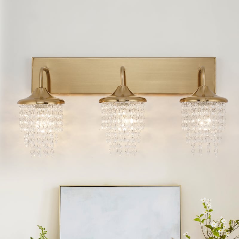 Modern 3-Light Crystal Dimmable Wall Vanity Light Fixture - 25.5-inch W x 11-inch H