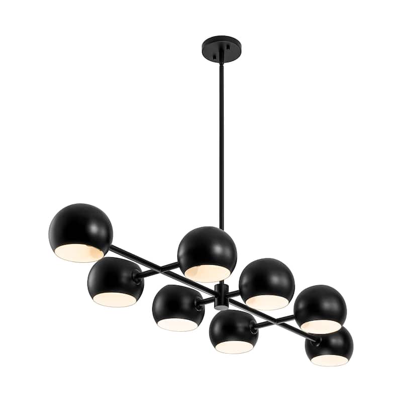 8-Light Modern Linear Clear Glass Globe Bubble Chandelier for Dining Room