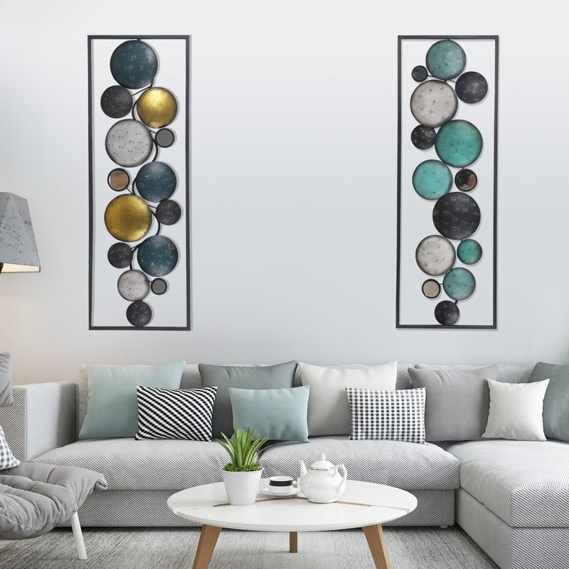 ADECO Abstract Pattern Rectangle Frame Accents Wall Decor Set of 2 - Medium