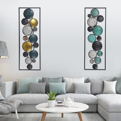 ADECO Abstract Pattern Rectangle Frame Accents Wall Decor Set of 2 - Medium