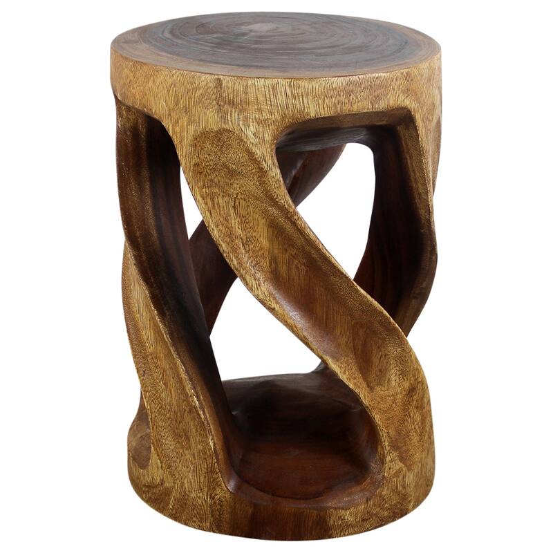 Haussmann® Round Wild Twisted Vine End Table 14 in D x 20 in H Walnut Oil - 14" x 14" x 20"