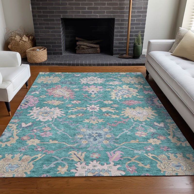 Machine Washable Indoor/ Outdoor Causal Traditional Chantille Rug