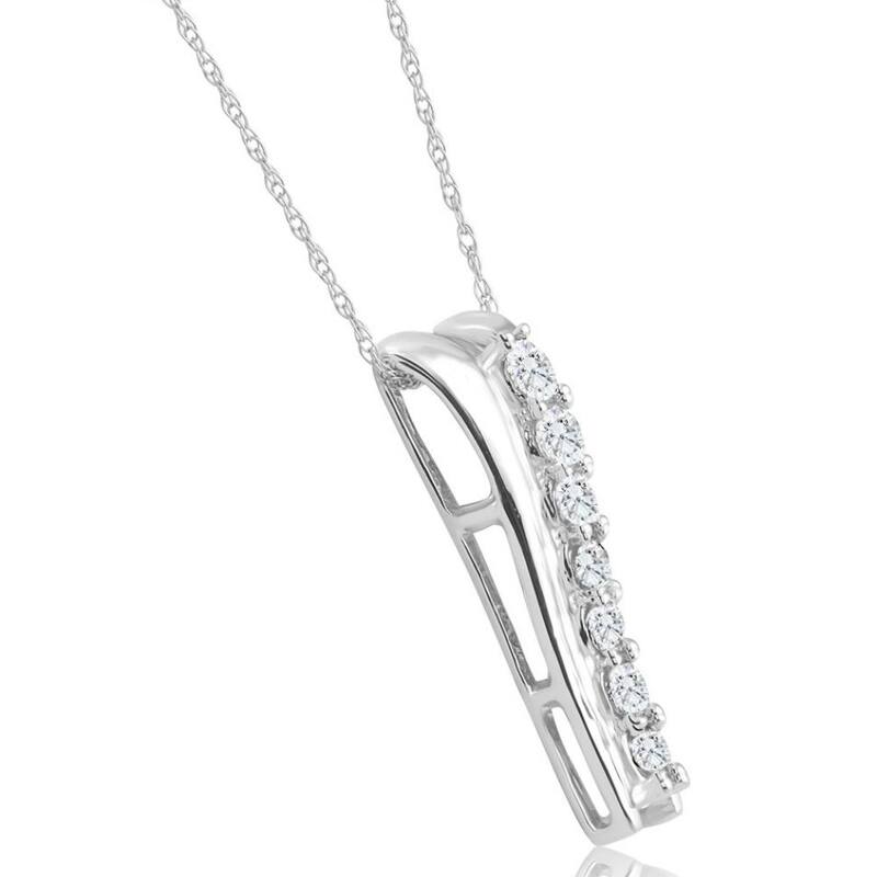 1/2Ct Round-Cut Natural Diamond Pendant White Gold 18" Necklace 1" Tall