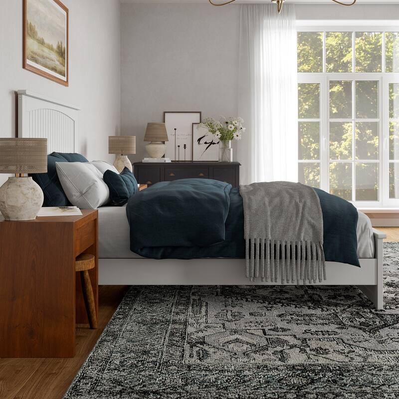 Naples Solid Wood Low Profile Platform Bed with Matching Footboard