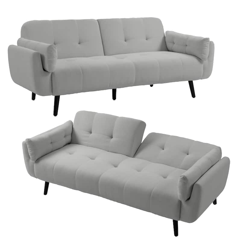 2Set Adjustable Backrest Convertible Futon Sleeper Couch