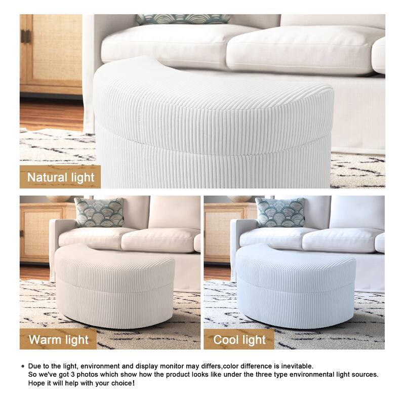 Moon Crescent Storage Upholstered Ottoman