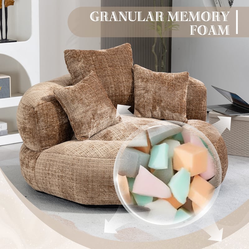 Roomfitters Bean Bag Gaming Chair with 3 Pillows, Soft High Back Lazy Sofa for Indoor and Outdoor Bedroom or Office Use