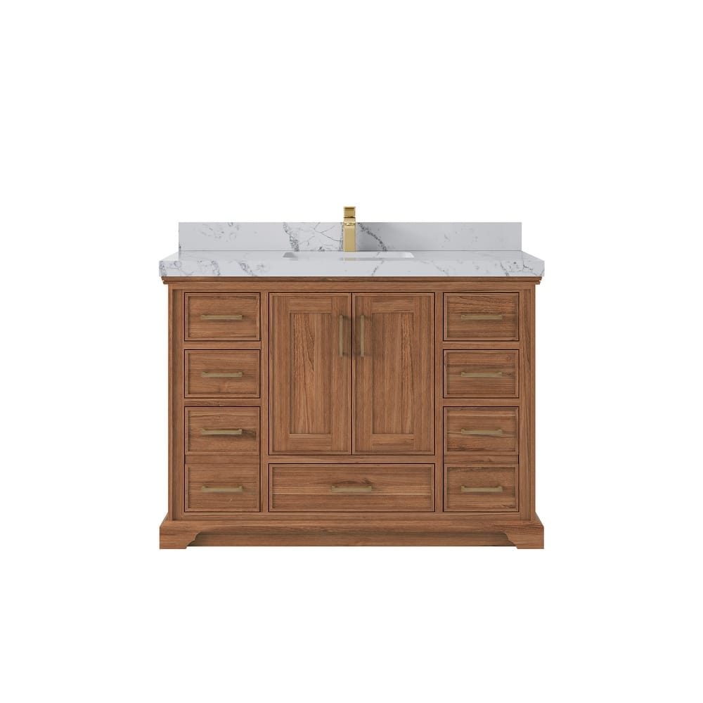 Willow Collections 48 in. W x 22 in. D Charlotte Teak Single Sink Bathroom Solid Teak Vanity with Countertop