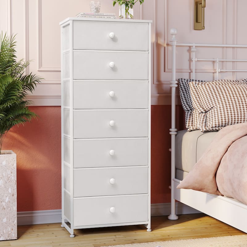 Slim Tall Vertical 7-Drawer Chest Dresser Closet Storage Organizer Unit for Bedroom
