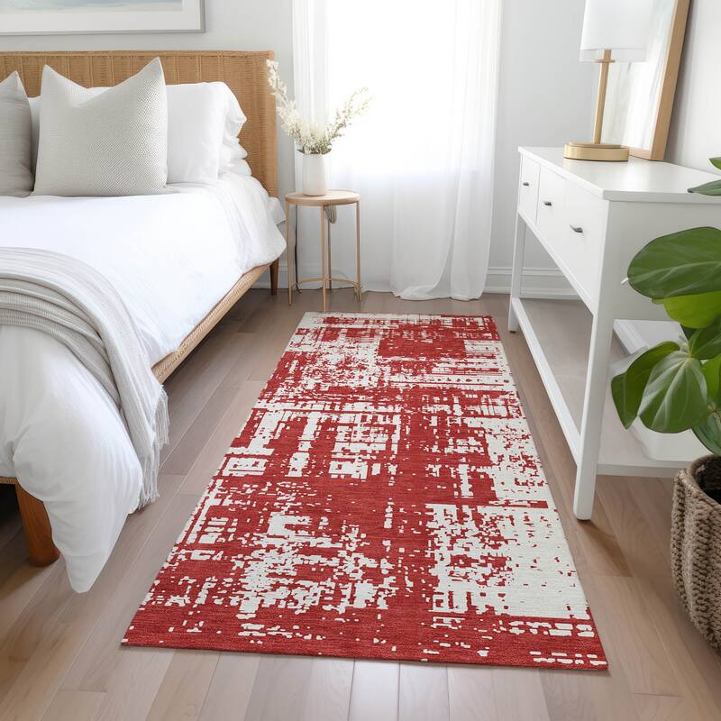 Machine Washable Indoor/ Outdoor Chantille Solid Abstract Rug