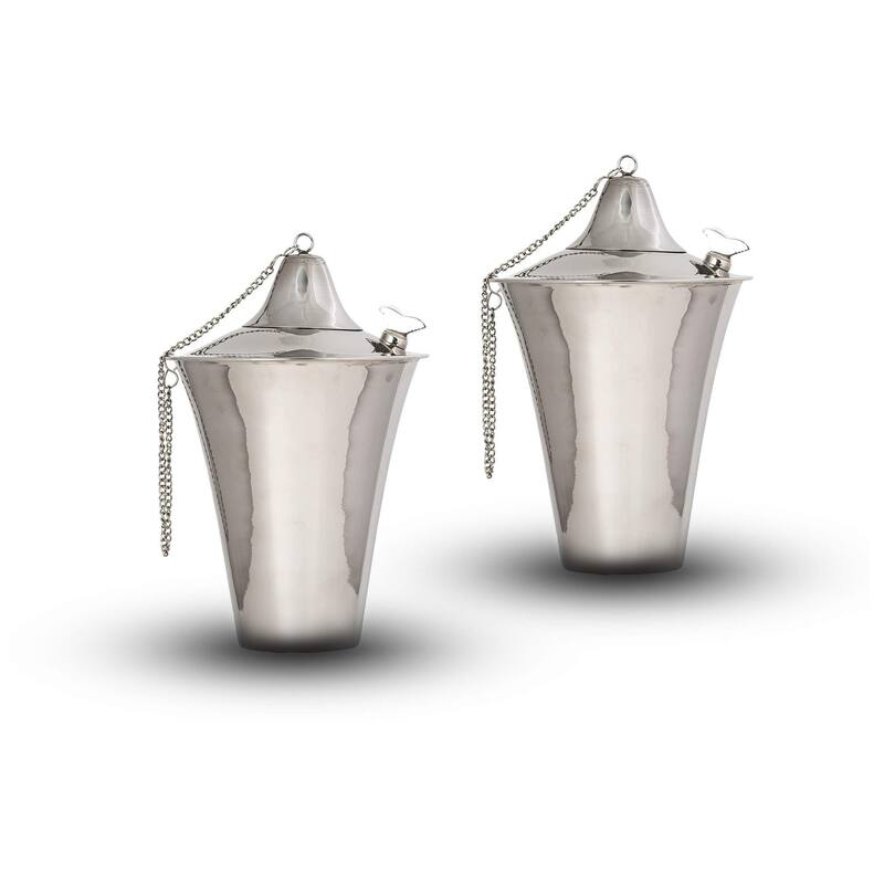 Kona Style Tabletop Tiki Torch - Smooth Nickel - 2 Pack