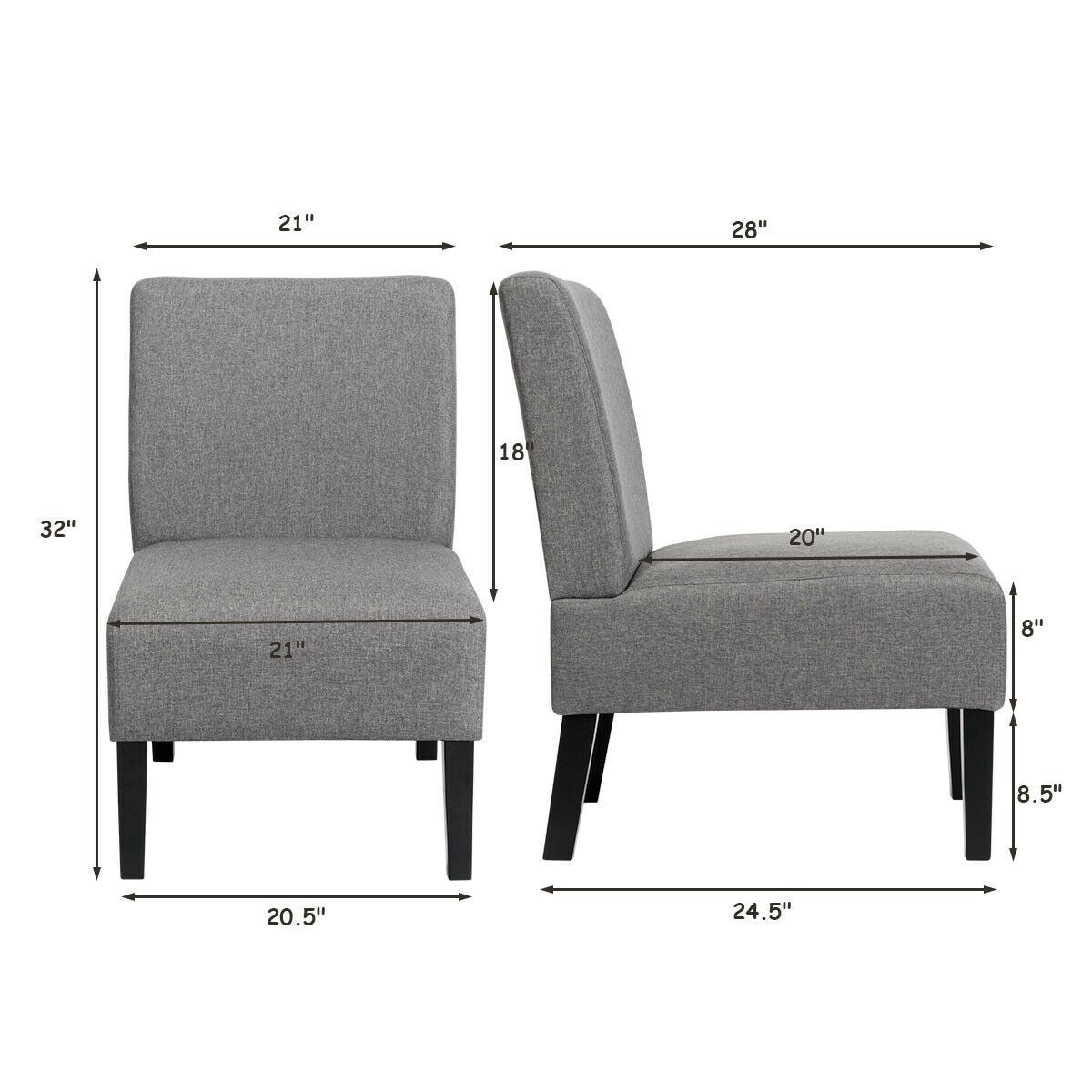 Armless Accent Chair With Rubber Wood Legs Overstock 31803999
