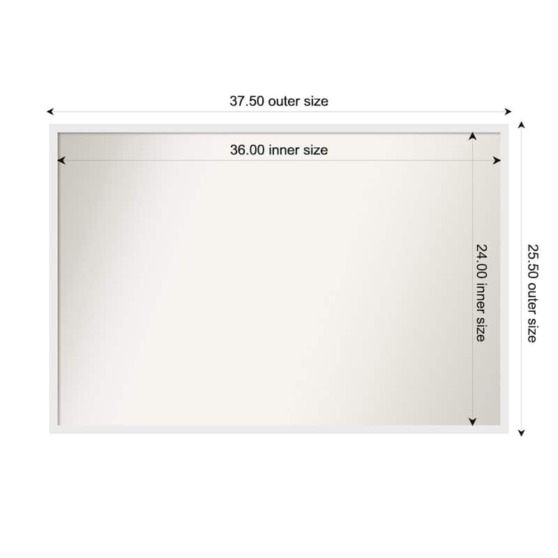 Incline Non-Beveled Wood Framed Wall Mirror - 38 x 26 in - Incline White