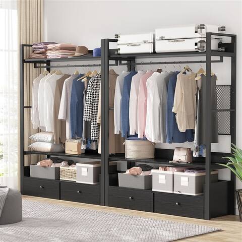 Closet Storage System with 3 Shelves and Double Drawers