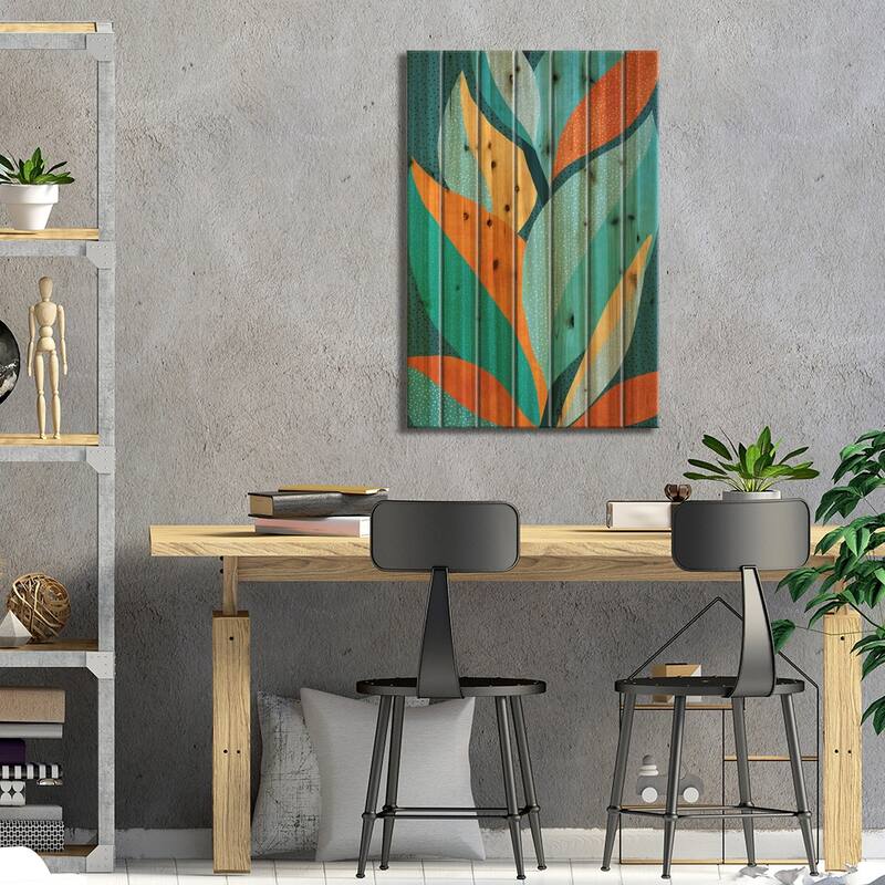 Abstract Tropical Foliage Print On Wood by Modern Tropical - Multi-Color