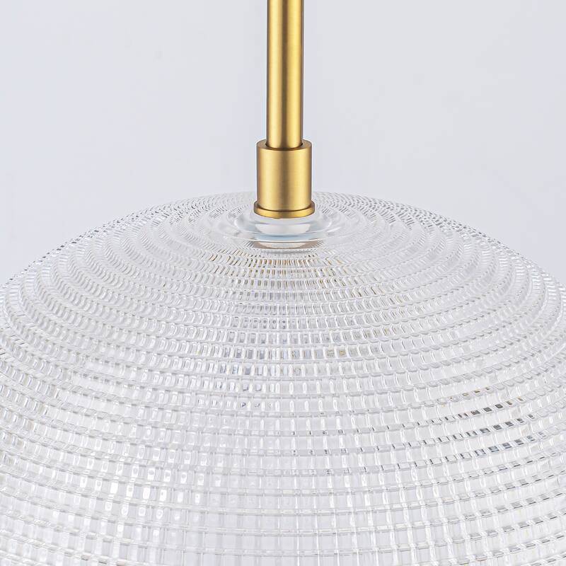 3-Light 13.78" Black/Gold Mid-Century Modern Grid Glass Globe Bubble Pendant Light Kitchen Island Lighting